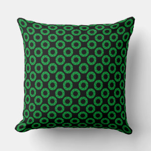 Aperture Pattern - Grass Green on Black Cushion