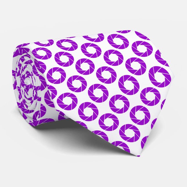 Aperture Pattern - Purple on White Tie (Rolled)