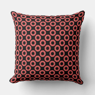 Aperture Pattern - Tropical Pink on Black Cushion