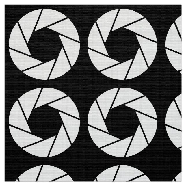 Aperture Pattern - White on Black Fabric (Swatch)