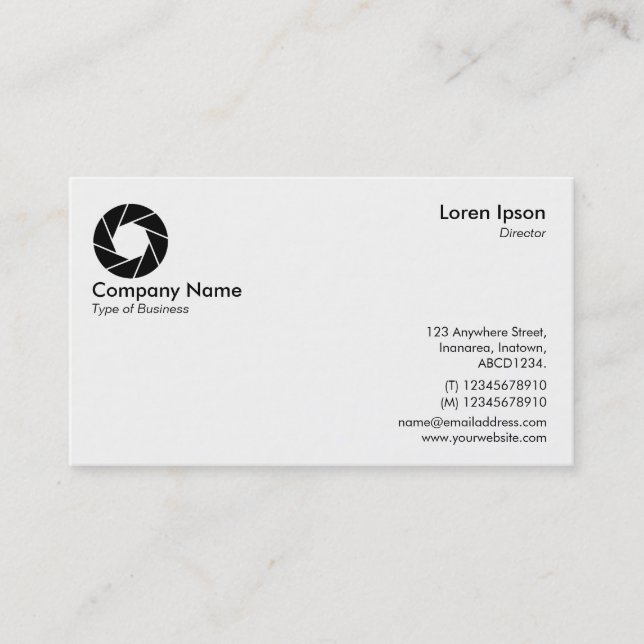 Aperture Symbol/Logo - White Business Card (Front)