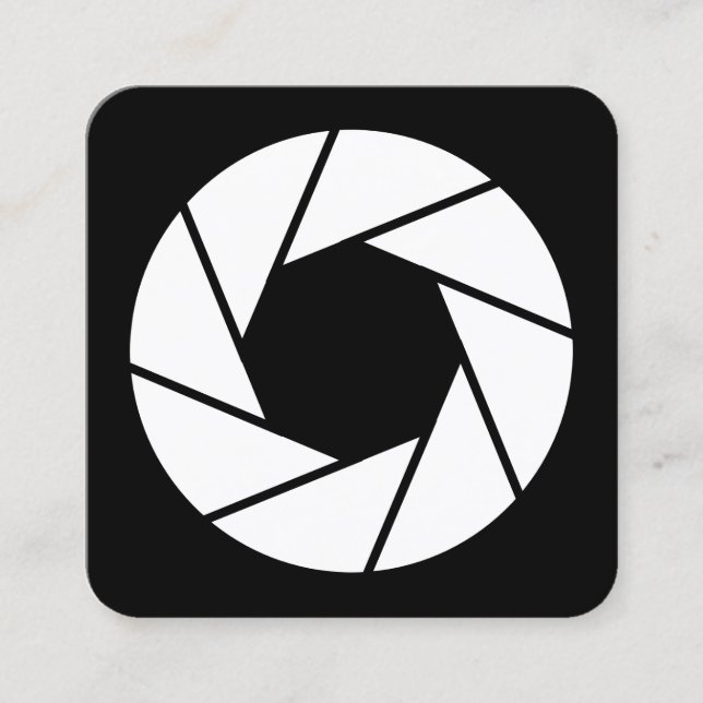 Aperture - White on Black Square Business Card (Front)