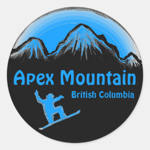 Apex Mountain BC Canada blue snowboard stickers