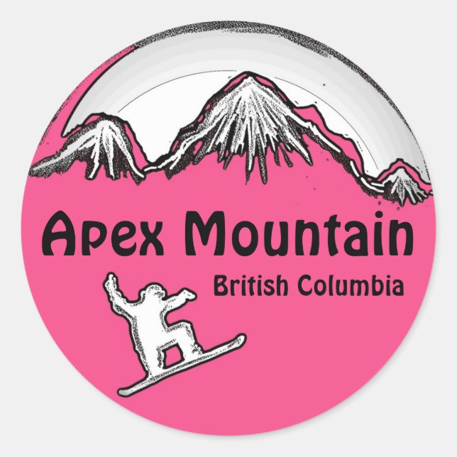 Apex Mountain BC Canada pink snowboard stickers (Front)