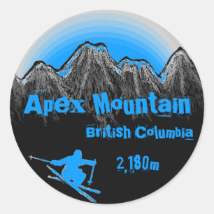 Apex Mountain British Columbia blue ski stickers