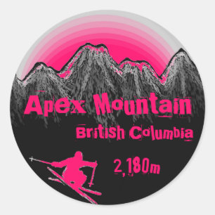 Apex Mountain British Columbia pink ski stickers