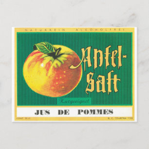 Apfel-Saft Apple Juice German Language Vintage Art Postcard