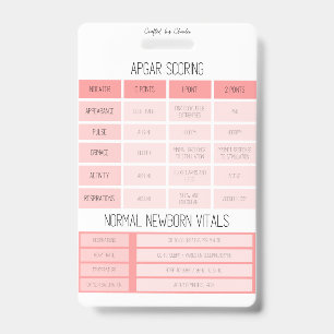APGAR and NRP Reference Nurse Badge ID Badge