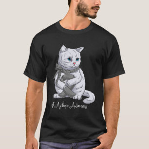 Aphasia Awareness Month Gray Ribbon Cat T-Shirt