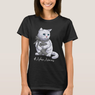 Aphasia Awareness Month Grey Ribbon Cat T-Shirt