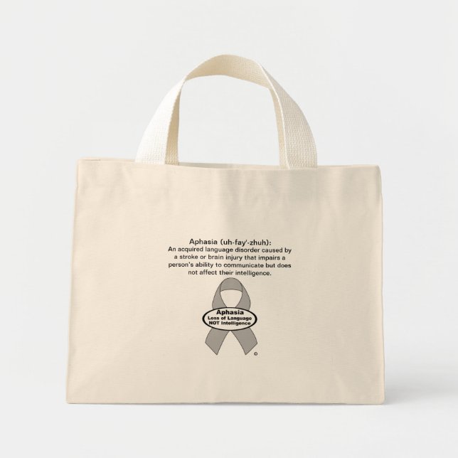 Aphasia Awareness Silver Ribbon Product Mini Tote Bag (Front)