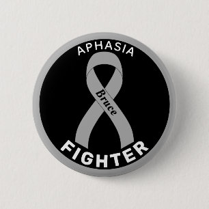 Aphasia Fighter Ribbon Black Button