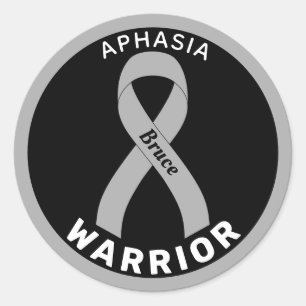 Aphasia Warrior Ribbon Black Round Sticker