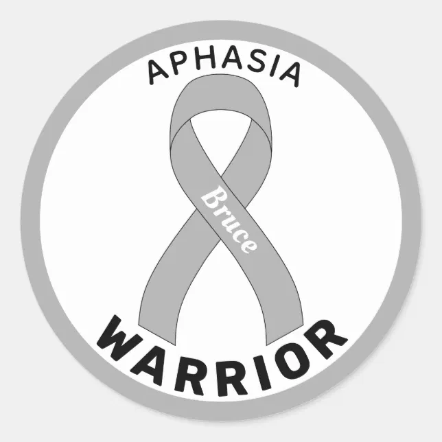 Aphasia Warrior Ribbon White Round Sticker | Zazzle
