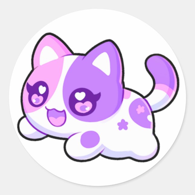 Aphmau, Meemeows, Cute Cat, Purple Kawaii Stickers (Front)