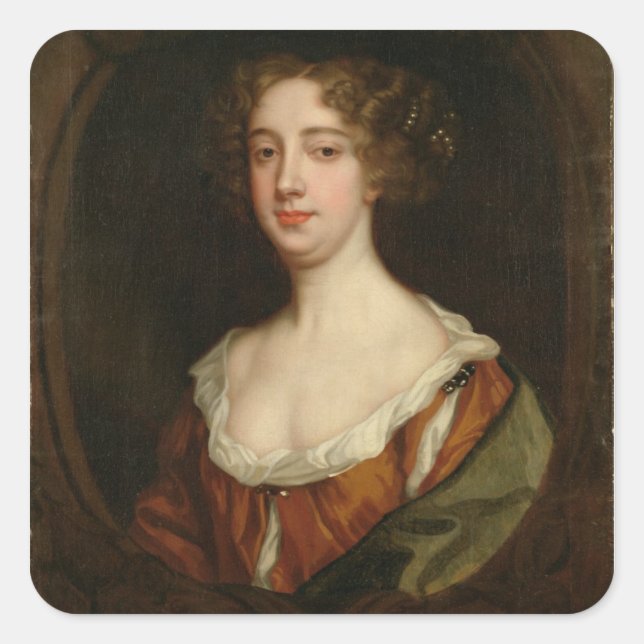 Aphra Behn (1640-89) (oil on canvas) Square Sticker (Front)