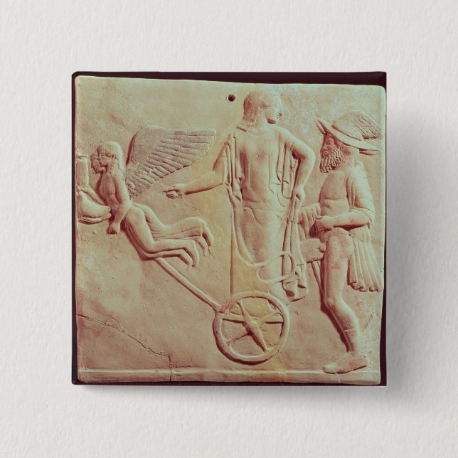 Aphrodite and Hermes riding on a chariot 15 Cm Square Badge (Front)