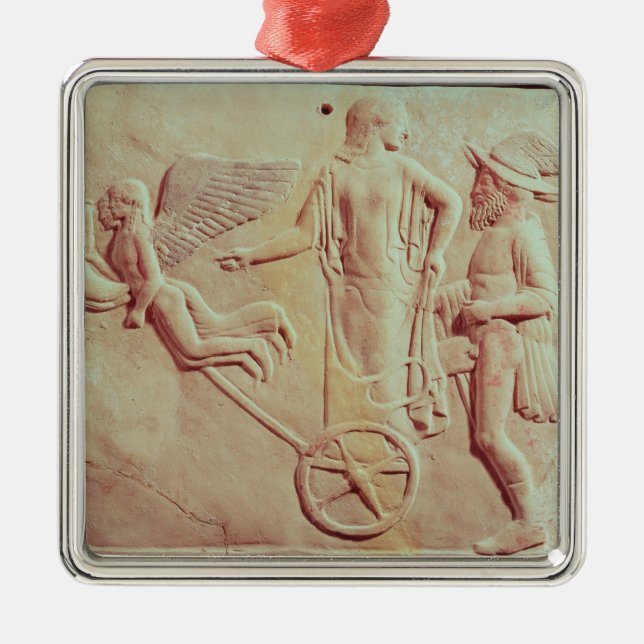 Aphrodite and Hermes riding on a chariot Metal Tree Decoration (Front)
