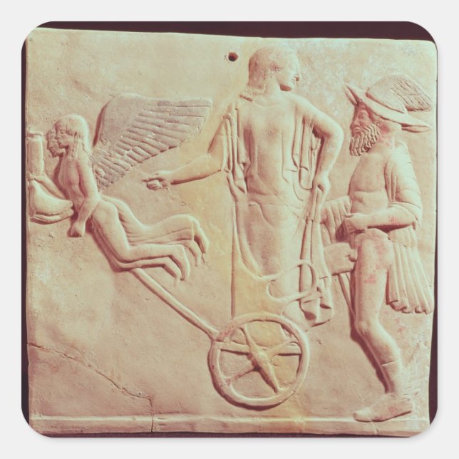 Aphrodite and Hermes riding on a chariot Square Sticker (Front)