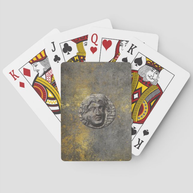 Aphrodite Antic Greek Coin Grungy Playing Cards (Back)