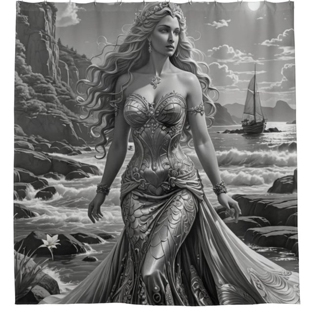 Aphrodite Goddess of Bathroom Love Shower Curtain (Front)