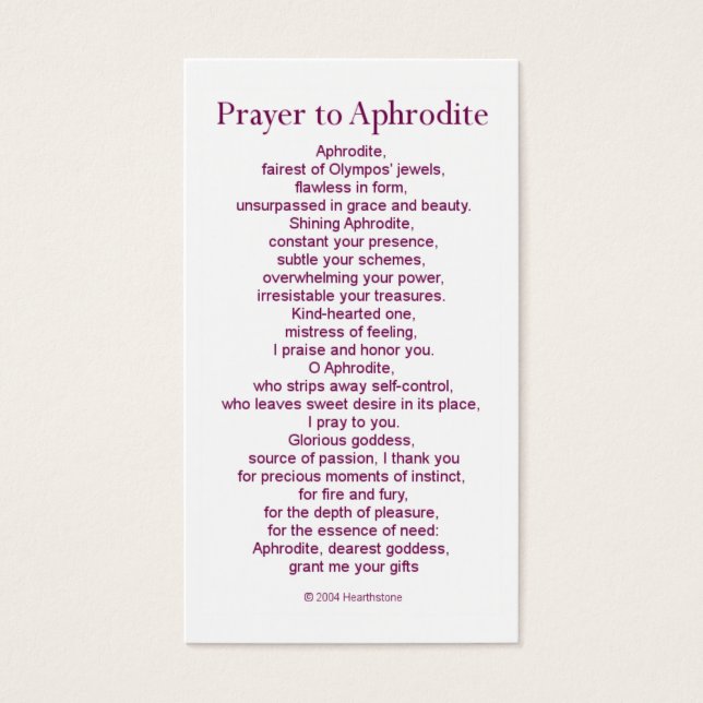Aphrodite Prayer Card (Front)