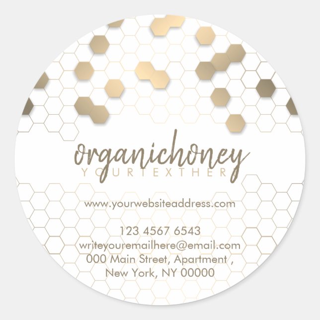 Apiarist Jar Beewax Gold Honeycomb Homemade Classic Round Sticker (Front)