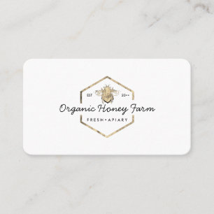 Apiarist Logo Gold Bumble Bee Honeycomb Business Card