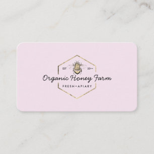 Apiarist Pink Gold Bumble Bee Honeycomb Business Card