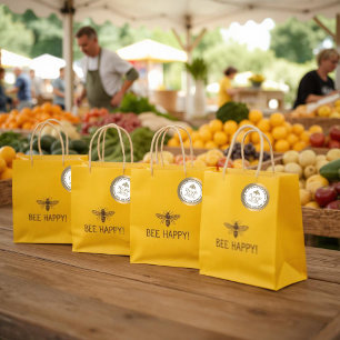 APIARY 3D GOLD HONEY BEE LOGO BUSINESS THANK YOU   CLASSIC ROUND STICKER