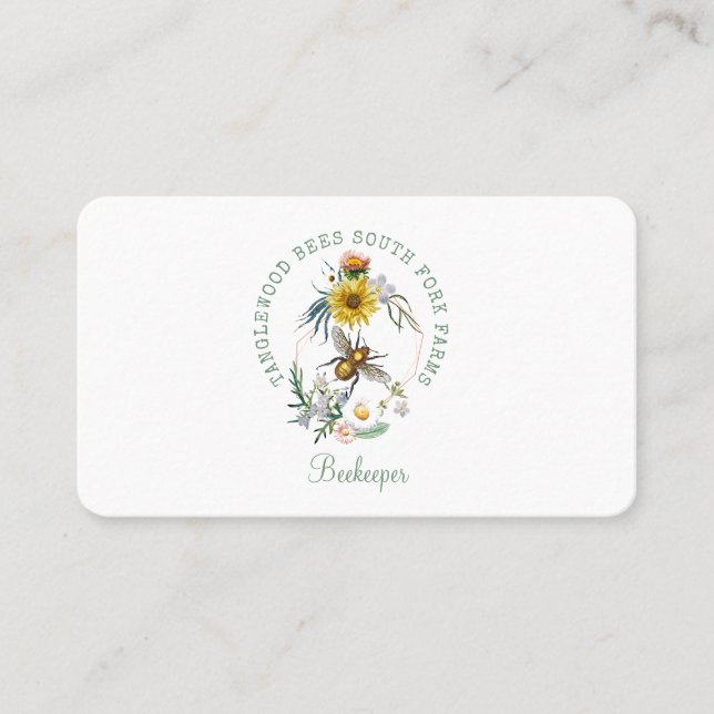 Apiary Beekeeper Honey Bee Floral Business Card (Front)