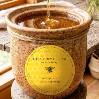 Apiary Beekeeper Honey Cell Artisan Logo Jar label