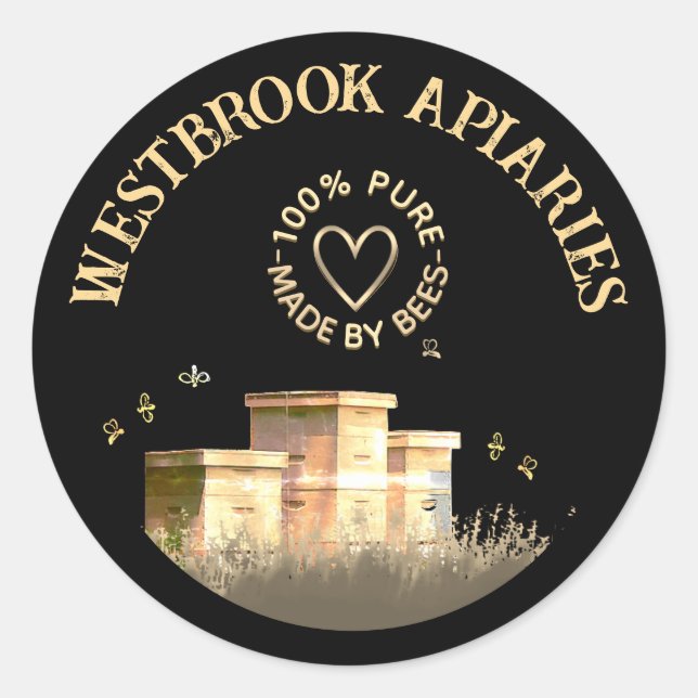 Apiary Beekeeper's Product Label Beehives Black (Front)