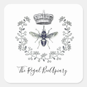 Apiary Elegant Honey Bee Crown Laurel Beekeeper Square Sticker