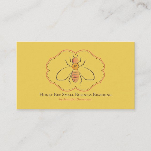 Apiary Honey Farmer Yellow Beekeeping Business Card (Front)