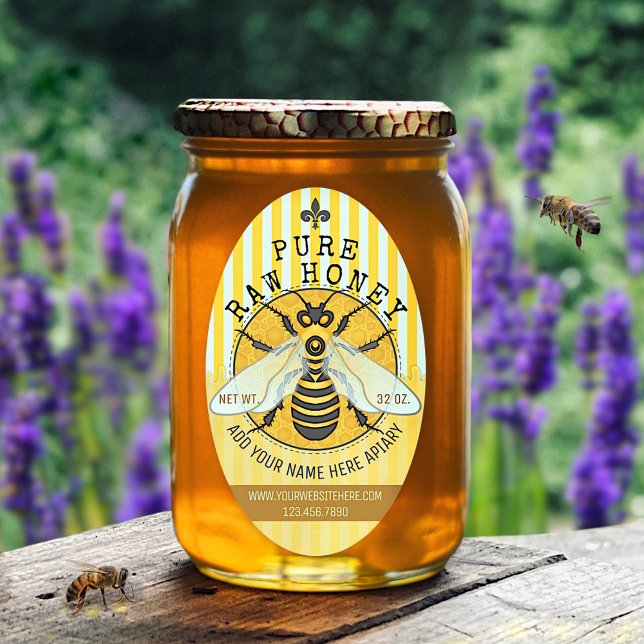 Apiary Honey Jar Labels | Honeybee Honeycomb Bee (Creator Uploaded)