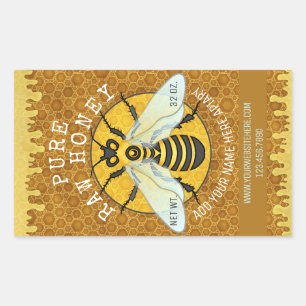 Apiary Honeybee Honey Jar Labels   Honeycomb Bee