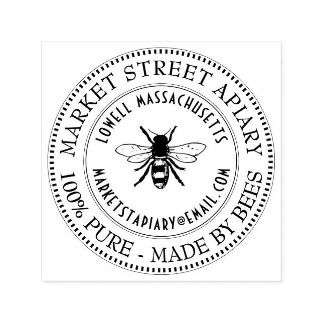 Apiary Name and Location Honeybee Address Stamp (Design)