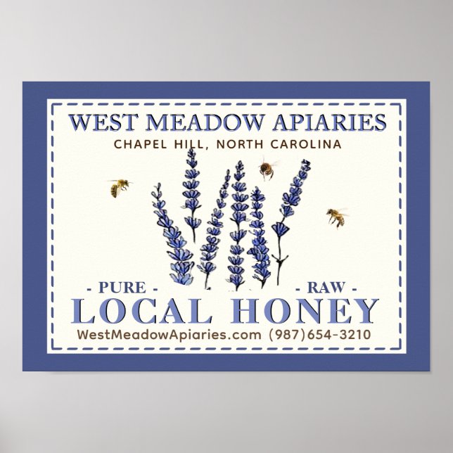 Apiary Name Farmer's Market Local Honey Poster (Front)