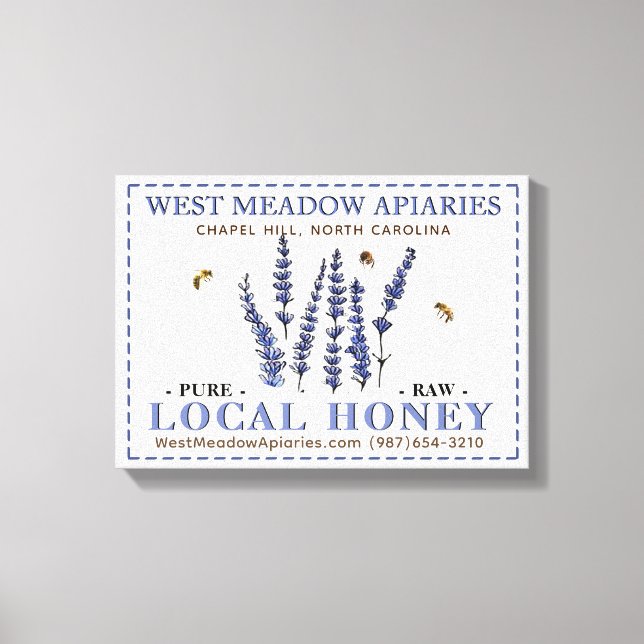 Apiary Name Farmer's Market Local Honey Sign Bee (Front)