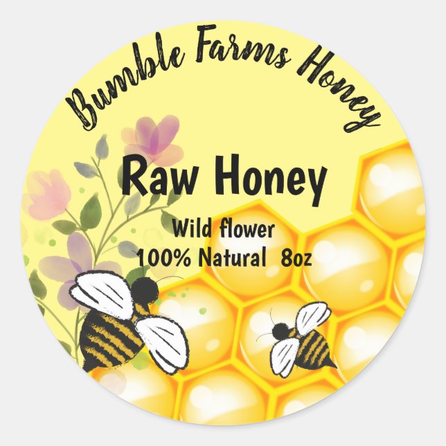Apiary RAW HONEY Custom label (Front)