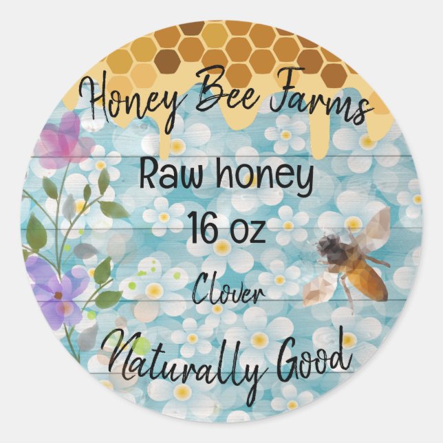 APIARY sticker Raw Honey CUSTOM LABEL (Front)