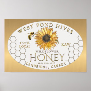Apiary Sunflower Bee Honeycomb Gold Gradient  Poster