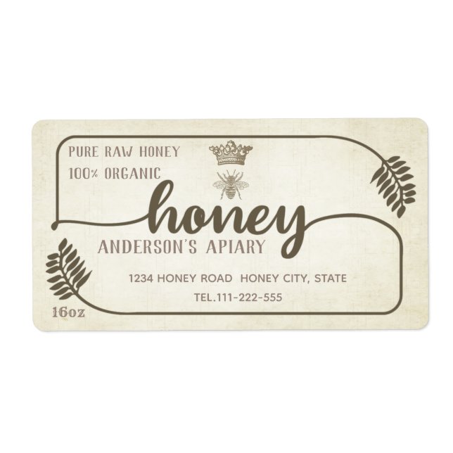 Apiary vintage rustic calligraphy honey branch (Front)