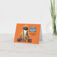 Apil fools day penguin with suitcases 