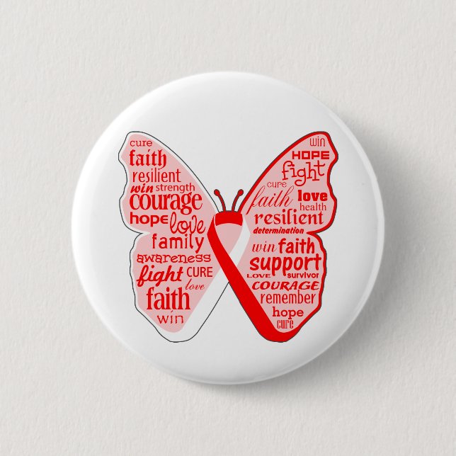 Aplastic Anaemia Awareness Butterfly Ribbon 6 Cm Round Badge (Front)