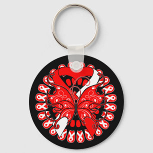 Aplastic Anaemia Butterfly Circle of Ribbons Key Ring
