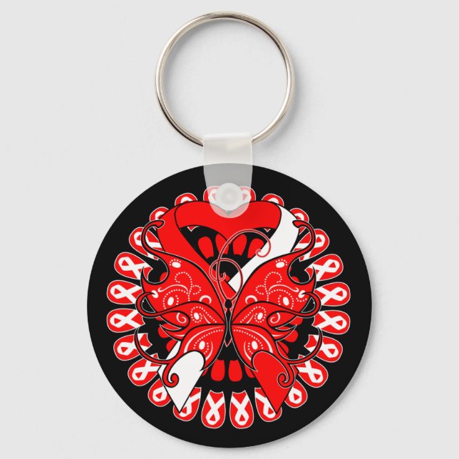 Aplastic Anaemia Butterfly Circle of Ribbons Key Ring (Front)