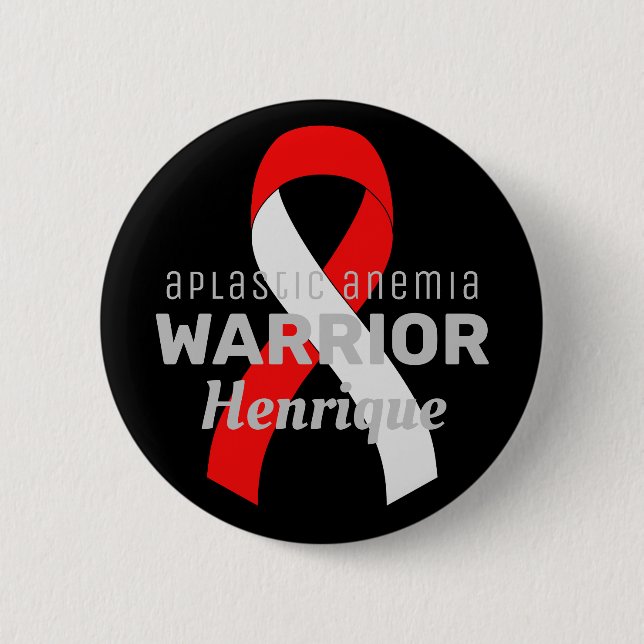 Aplastic Anaemia Warrior Ribbon Black Button (Front)