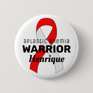 Aplastic Anaemia Warrior Ribbon White Button